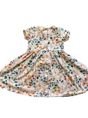 Emma Latte Shop Girls Watercolor Eucalyptus Leaf Button-Back Twirl Dress Size 6